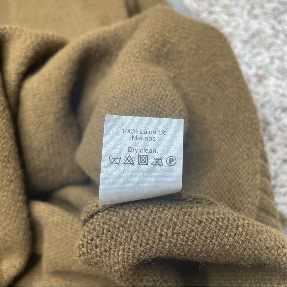 Madewell Striped Sleeve Merino Wool Zipper Sweater Extra Small Green Grey B5803 - Picture 8 of 11
